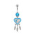 Aqua CZ Heart Leaf Dangle Belly Ring Piercing