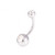 Belly Button Ring with Cubic Zirconia 14G & FREE Clear Flexi Belly Ring