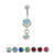 Belly Button Ring Surgical Steel Dangling Design with Jewels (14 gauge)