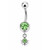 Green Sunburst Ball CZ Belly Ring