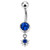 Blue Sunburst Ball CZ Belly Ring