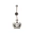 Dangling Crown Black CZ Belly Button Ring Piercing