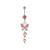 Pink CZ Butterfly Dangle Belly Ring Piercing