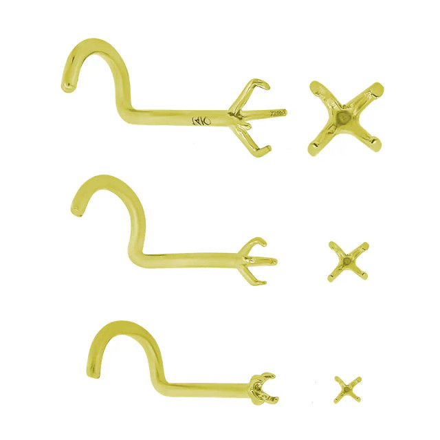 Gold Cork Screw Nose Stud Ring 20G