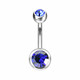 14g G-23 Titanium Belly Button Ring With Clear CZ Double Bezel Set – 10mm