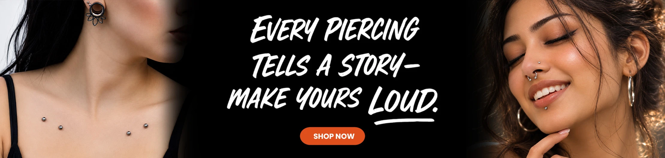 Body piercing jewelry collection banner — BodyJewelry.com