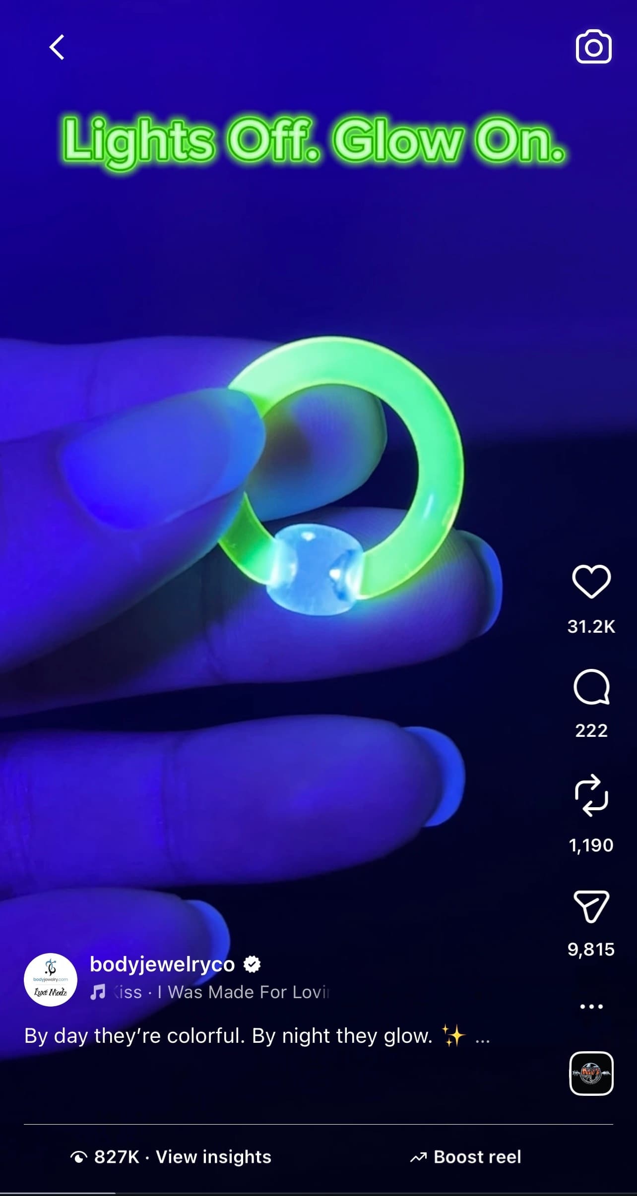 20PCS UV Glow Acrylic Captive Bead Ring