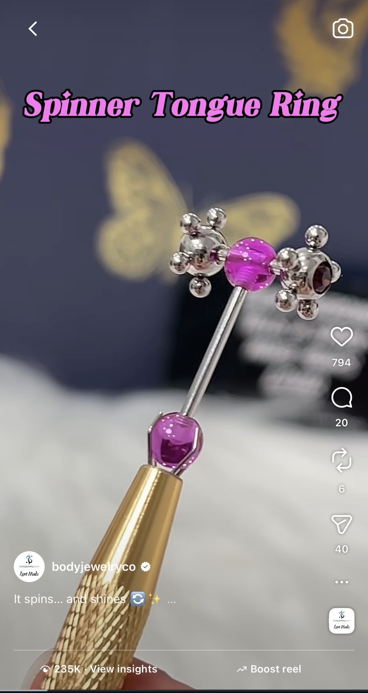 CZ Ball Spinner Tickler Tongue Barbell Ring 14G 16mm
