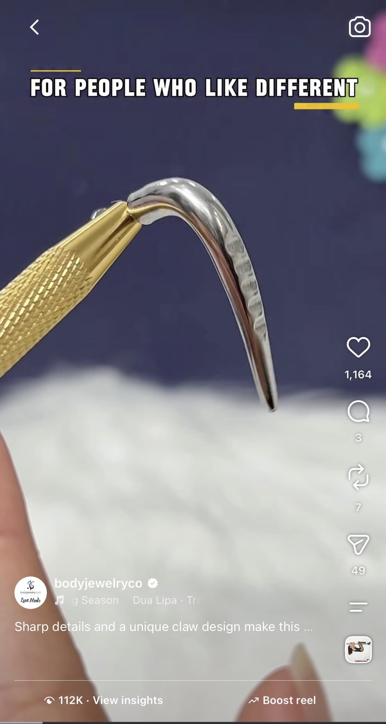  Long Notched Claw Labret Stud 14G 10mm