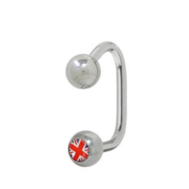 British Flag Logo Lippy Loop Labret Lip Piercings 14G 10mm