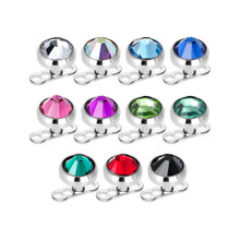 10-Pack Crystal Dermal Anchor Tops - Surgical Steel Surface Piercing Jewelry (Screw On)