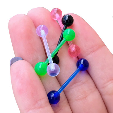 Glow in Dark PTFE Flexible Acrylic Straight Barbell 14G 15mm