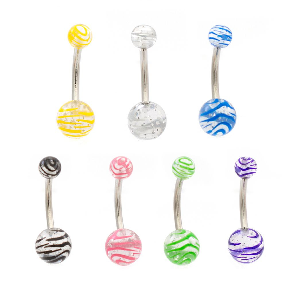 BodyJewelryOnline Belly Rings 14 Gauge glow in the dark Assortment 316L Surgical Steel comfortable and long lasting Piercing Jewelry - Sold as a pack of 16