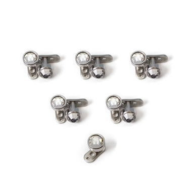 TheCheshireCat 1 Piece Dermal Top Clear Square CZ Prong Surgical Steel 14g