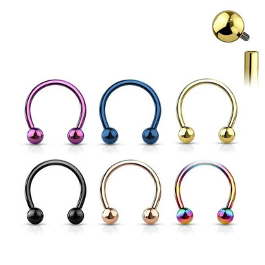 Titanium Circular Barbells Horseshoe Septum Ring 16g
