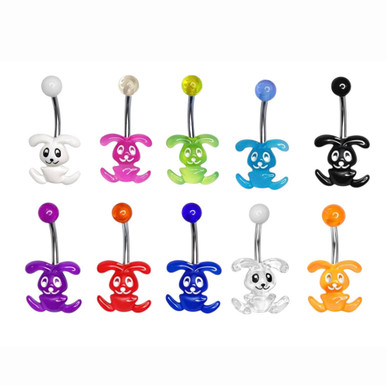 Acrylic Bunny Belly Button Ring 14G 10mm