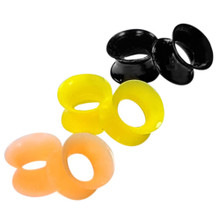 Ear Plugs / Tunnels Sold By Pair Made Of Soft Thin Silicone Glow In The Dark