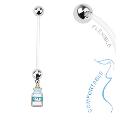 Dangle Milk Bottle Pregnancy Belly Button Ring 14G 38mm