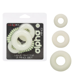 Alpha Glow-in-the-Dark Liquid Silicone 3 Ring Set - White M919-SE1492332 Alpha Glow-in-the-Dark Liquid Silicone 3 Ring Set - White M919-SE1492332
