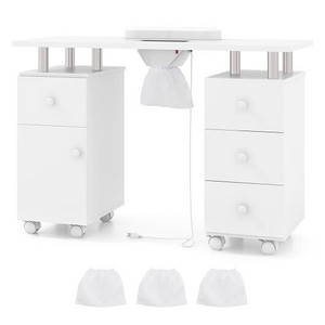 Manicure Table Nail Desk with Electric Dust Collector and 3 Dust Bags-White - Color: White D681-HB88759US-WH Manicure Table Nail Desk with Electric Dust Collector and 3 Dust Bags-White - Color: White D681-HB88759US-WH