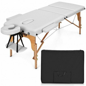 3 Fold Portable Adjustable Massage Table with Carry Case-Black B593-HB87018