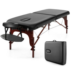 Folding Massage Table with Height-adjustable Beech Wood Frame-Black B593-HB87972 Folding Massage Table with Height-adjustable Beech Wood Frame-Black B593-HB87972