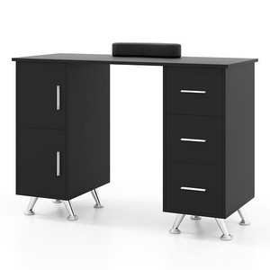 Wooden Manicure Table Nail Desk with Drawers Wrist Rest-Black - Color: Black D681-HB88758BK Wooden Manicure Table Nail Desk with Drawers Wrist Rest-Black - Color: Black D681-HB88758BK