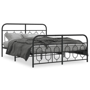 Metal Bed Frame without Mattress with Footboard Black 59.1"x78.7 A949-377137