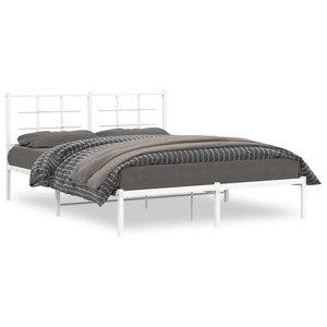  Metal Bed Frame without Mattress with Headboard White 59.1"x78.7 A949-355612