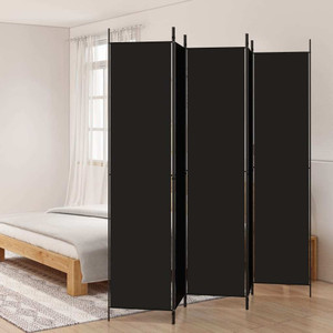  5-Panel Room Divider Black 98.4"x86.6" Fabric A949-350205