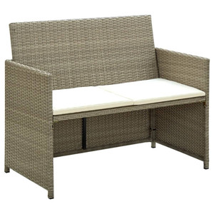  2 Seater Patio Sofa with Cushions Beige Poly Rattan A949-46396