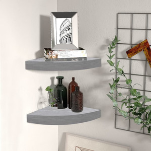  Wall Corner Shelves 2 pcs Concrete Gray 9.8"x9.8"x1.4" MDF A949-326634