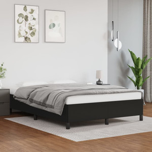  Bed Frame without Mattress Black 53.9"x74.8" Faux Leather A949-347279
