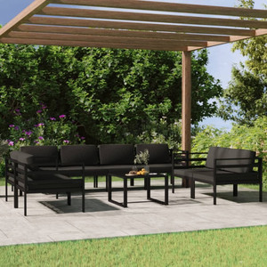  9 Piece Patio Lounge Set with Cushions Aluminum Anthracite A949-3107799