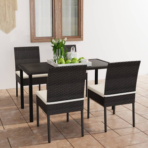  5 Piece Patio Dining Set Poly Rattan Black A949-3065695