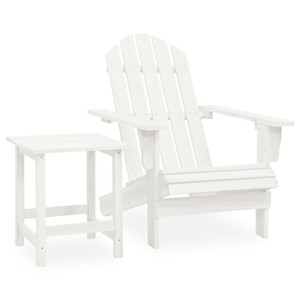  Patio Adirondack Chair with Table Solid Fir Wood White A949-315919