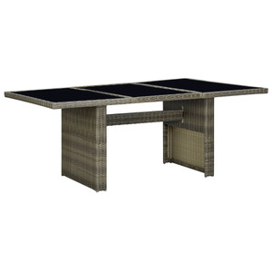 Patio Table Brown Poly Rattan and Tempered Glass A949-313313