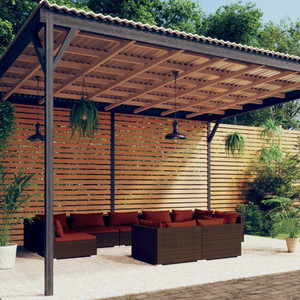  9 Piece Patio Lounge Set with Cushions Brown Poly Rattan A949-3102059