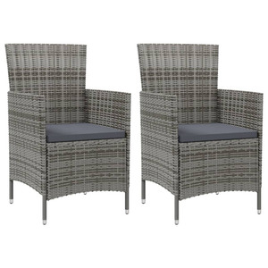  Patio Chairs with Cushions 2 pcs Poly Rattan Gray A949-316682