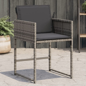  Patio Chairs with Cushions 4 pcs Gray Poly Rattan A949-4007477