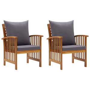  Patio Chairs with Cushions 2 pcs Solid Acacia Wood A949-310258