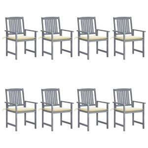  Patio Chairs with Cushions 8 pcs Solid Acacia Wood Gray A949-3078224