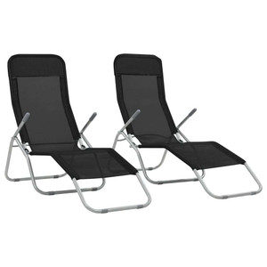  Folding Sun Loungers 2 pcs Textilene Black A949-44338