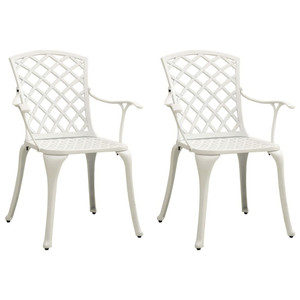  Patio Chairs 2 pcs Cast Aluminum White A949-315574