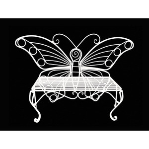 Modern Outdoor Butterfly Garden Bench in White Metal Finish Q280-MMWHT11350