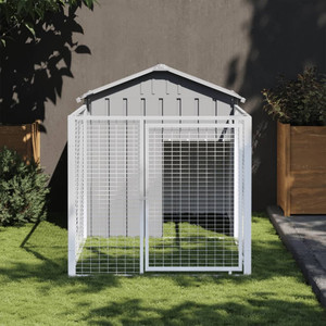  Dog House with Run Light Gray 46.1"x79.1"x48.4" Galvanized Steel A949-172352