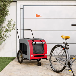  Pet Bike Trailer Red and Gray Oxford Fabric and Iron A949-93859