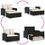  Patio Sofa with Cushions 2-Seater Black Poly Rattan&Acacia Wood A949-365141