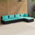  5 Piece Patio Lounge Set with Cushions Poly Rattan Black A949-3101625
