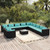  12 Piece Patio Lounge Set with Cushions Black Poly Rattan A949-3102537
